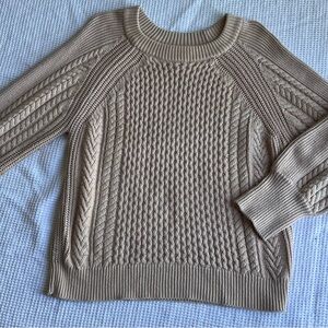 Magaschoni Women’s Beige Cable Knit Timeless Classic Cozy Fall Sweater Sz M